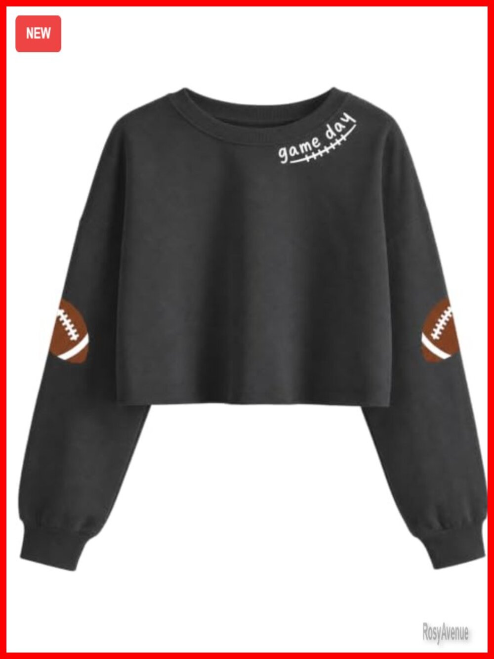 Cropped Football Sweatshirt Women Game Day Pullover Crewneck Long Sleeve